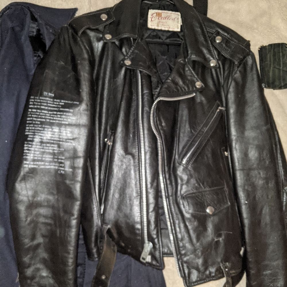 Leather motorcycle jacket black 1980's